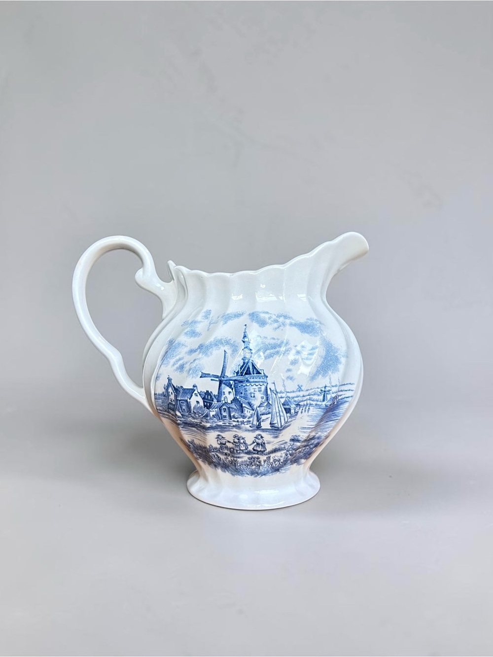 Vintage Johnson Brothers Tulip Time Blue and White Transferware Creamer